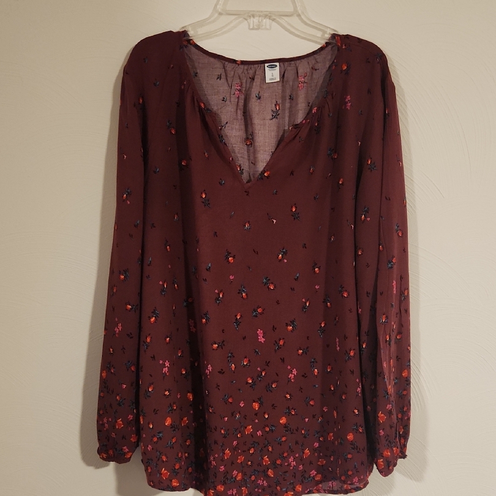 Old Navy Burgundy Floral Top